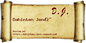 Dahinten Jenő névjegykártya